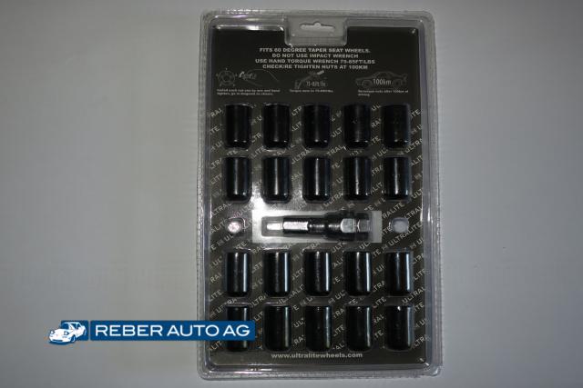 Radmuttersatz mit Schlüssel M12x1.5 Schwarz